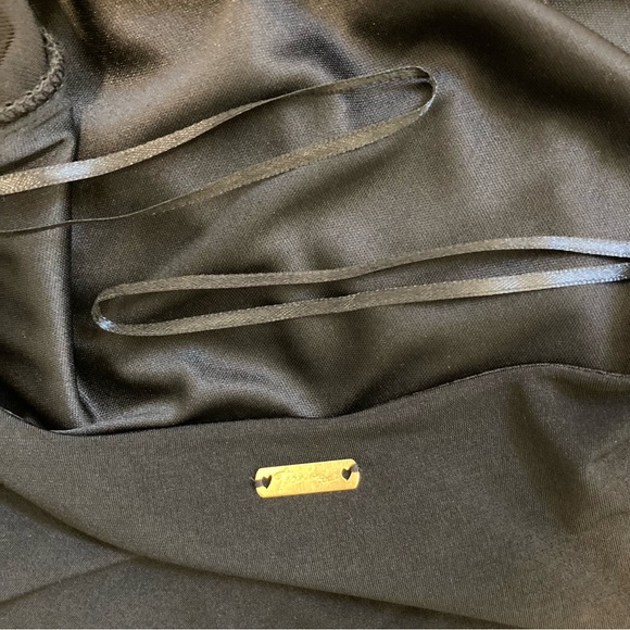 NOS Black Faux Wrap Dress Size Small Thalia Sodi 3/4 Length Sleeves V Neck - Picture 15 of 16